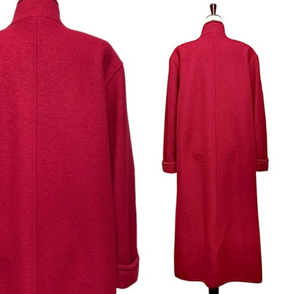 Geiger Austria Vintage Red Boiled Wool Full Length Classic Overcoat Size 36 - Picture 9 of 15
